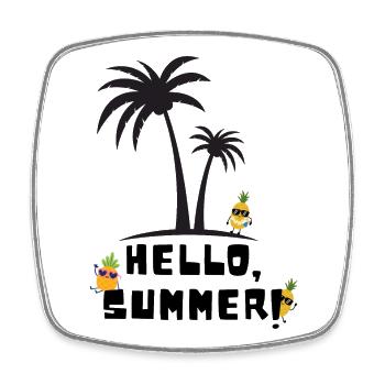 Hello summer - Viereckiger Kühlschrankmagnet - Weiß - Vorne