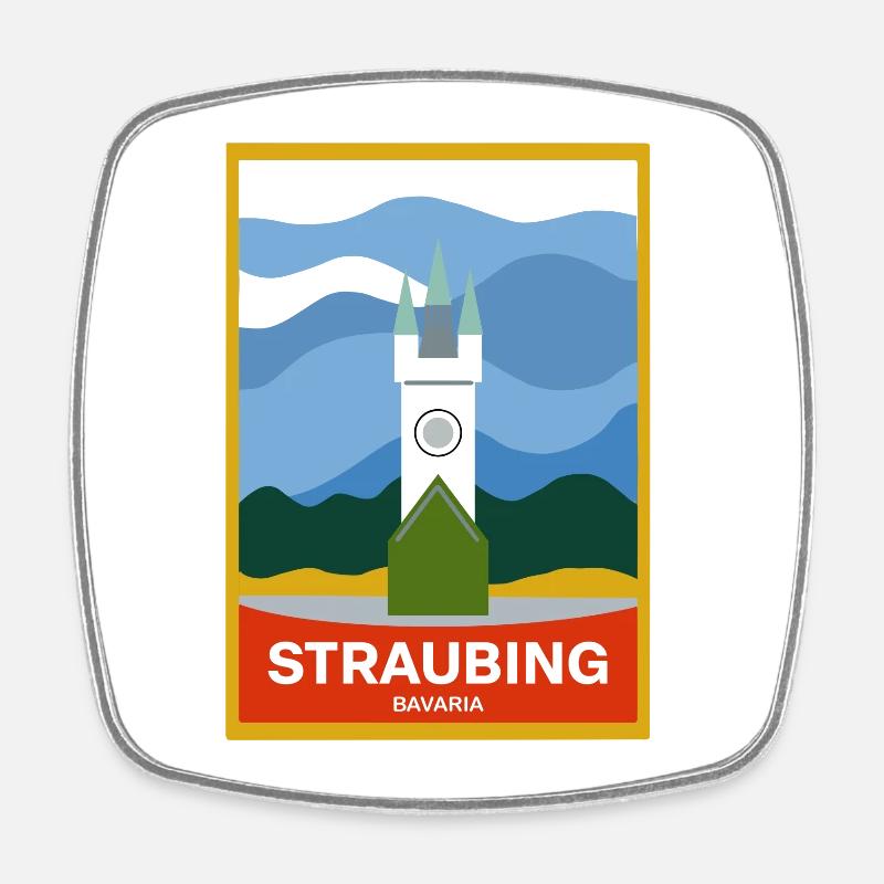 Straubing - Square fridge magnet - white