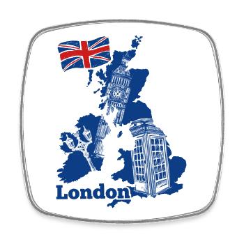 London Skyline Blau Karte T-Shirt - Viereckiger Kühlschrankmagnet - Weiß - Vorne