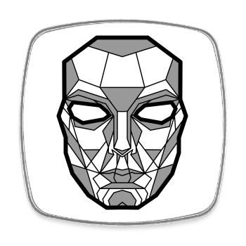 Geometrische Skelettmaske - Viereckiger Kühlschrankmagnet - Weiß - Vorne