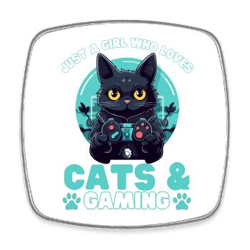 Gamer Girl Cat Cats & Gaming - Magnet carré - blanc - Devant