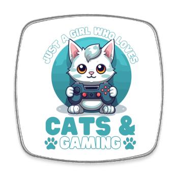 Gamer Girl Cat Cats & Gaming - Magnet carré - blanc - Devant