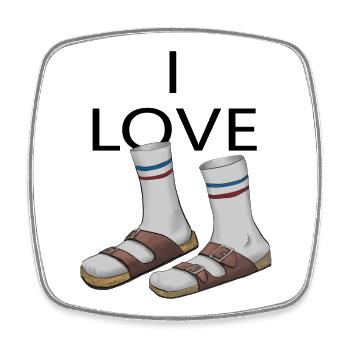 Vintage Red Blue Striped Socks and Sandals - Square fridge magnet - white - Front
