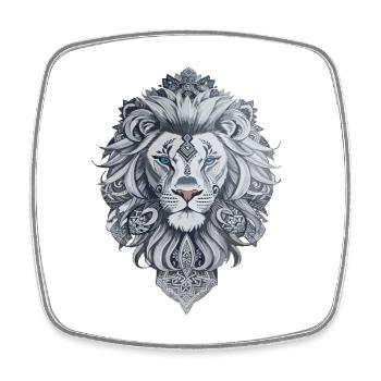 Tête de lion style tatouage maori - Magnet carré - blanc - Devant