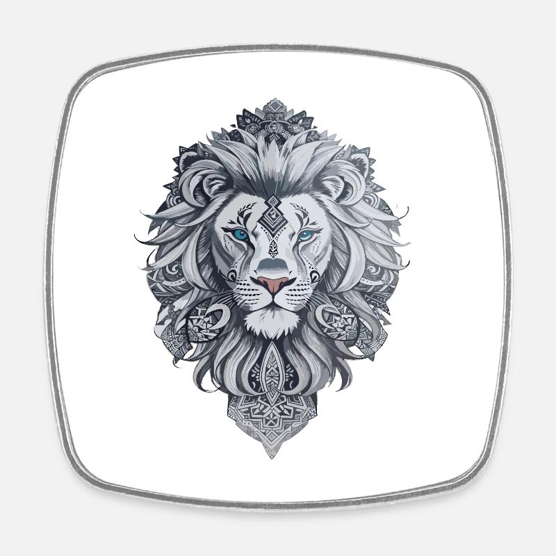 Lion head style Maori tattoo - Square fridge magnet - white
