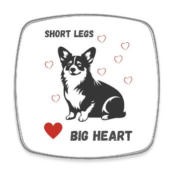 Corgi: Short Legs Big Heart - Viereckiger Kühlschrankmagnet - Weiß - Vorne