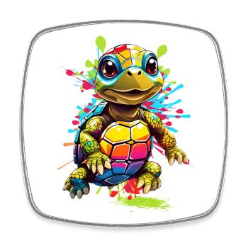 Tortue - Magnet carré - blanc - Devant