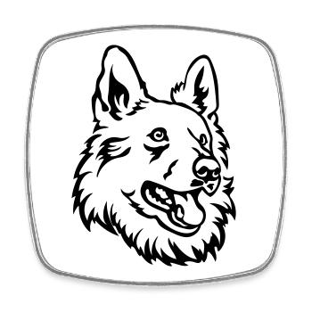 Swiss Shepherd Head - Square fridge magnet - white - Front