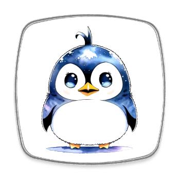 Pingouin collection Kawaii - Magnet carré - blanc - Devant