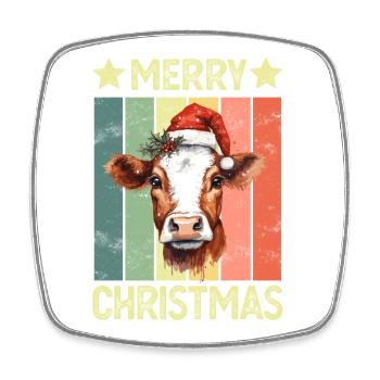 Kuh Weihnachten - Viereckiger Kühlschrankmagnet - Weiß - Vorne
