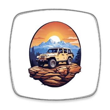 Véhicule tout-terrain 4x4 - Magnet carré - blanc - Devant
