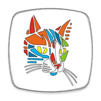 Chat tribal - Magnet carré - blanc - Devant