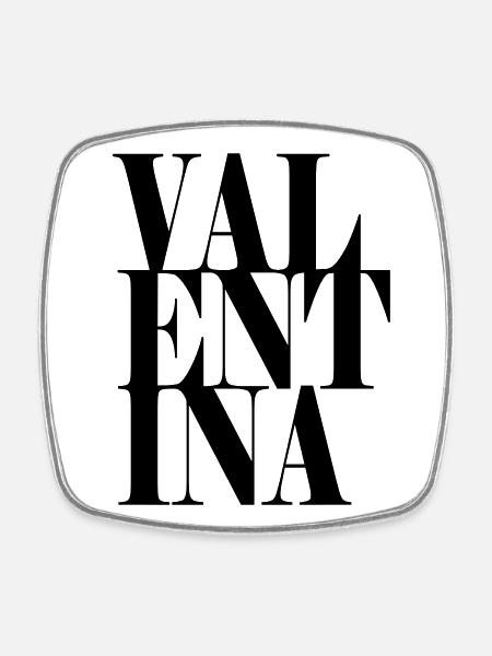 Valentina Surname First name Modern font Word Art - Square fridge magnet - white