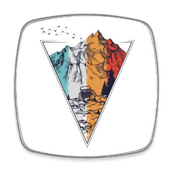 Tri-Color Mountain Quest - Square fridge magnet - white - Front