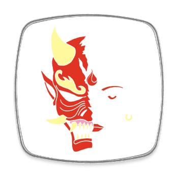 Human or demon? - Square fridge magnet - white - Front