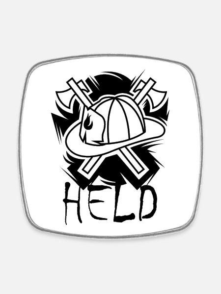 Hero, Firefighter, Firefighter, Symbol, Axe, Hero - Square fridge magnet - white