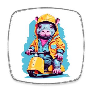 Sweet Hippopotamus - Square fridge magnet - white - Front