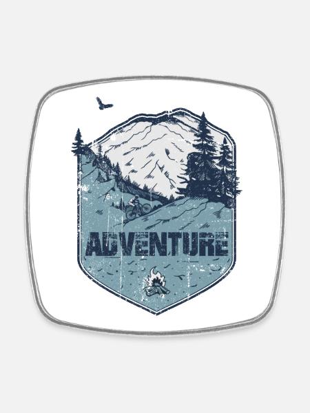 Mountain Bike Adventure Badge - Square fridge magnet - white