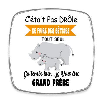 Enfant Annonce grossesse humour futur grand frère - Magnet carré - blanc - Devant