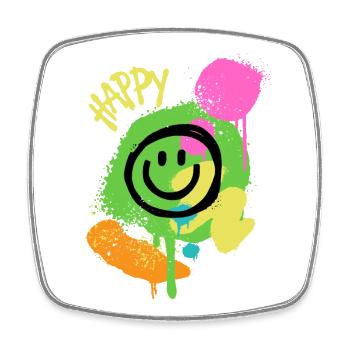 Graffiti Happy Smiley Farbklecks - Viereckiger Kühlschrankmagnet - Weiß - Vorne