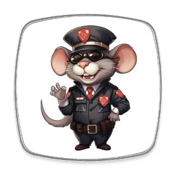 Rats Policier - Magnet carré - blanc - Devant