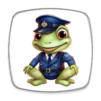 Grenouille Policier - Magnet carré - blanc - Devant