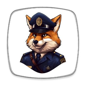 Fox Policeman - Square fridge magnet - white - Front
