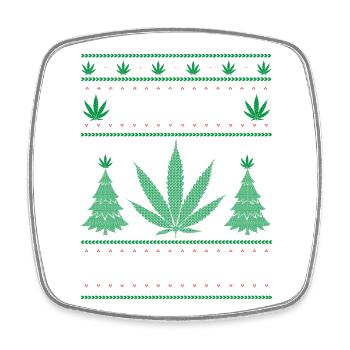 Merry Christmas, Merry Cannabis - Viereckiger Kühlschrankmagnet - Weiß - Vorne