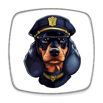 Dachshund Policewoman - Square fridge magnet - white - Front
