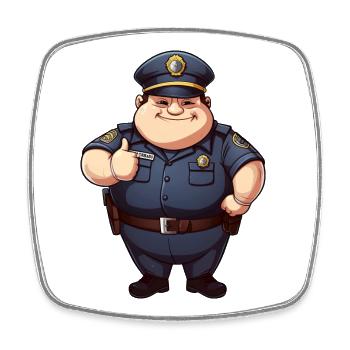 fat policeman - Square fridge magnet - white - Front