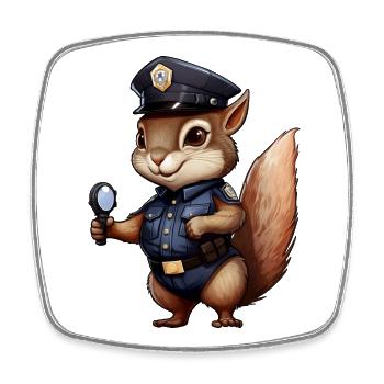 Squirrel Policewoman - Square fridge magnet - white - Front
