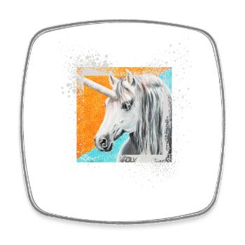 Einhorn Hengst Mietron - Sonja Ariel von Staden - Viereckiger Kühlschrankmagnet - Weiß - Vorne