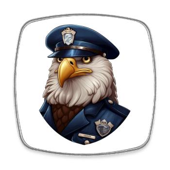 Hibou de la police - Magnet carré - blanc - Devant