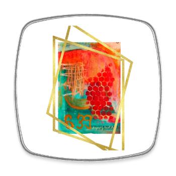 Abstract Fusion with Vibrant Hexagons - Square fridge magnet - white - Front