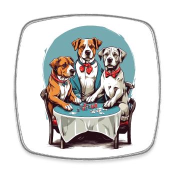 Poker pour chien - Magnet carré - blanc - Devant