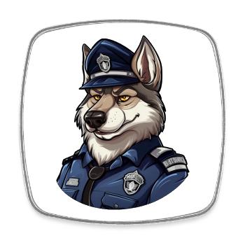 Police Wolf - Square fridge magnet - white - Front