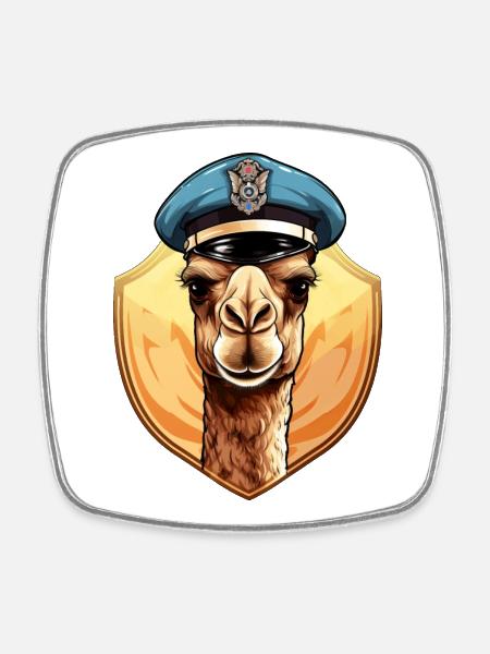 Police Camel - Square fridge magnet - white