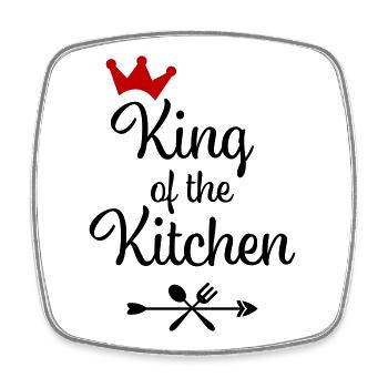 King of the Kitchen - Square fridge magnet - white - Front