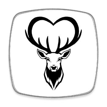 Coeur de cerf noir - Magnet carré - blanc - Devant