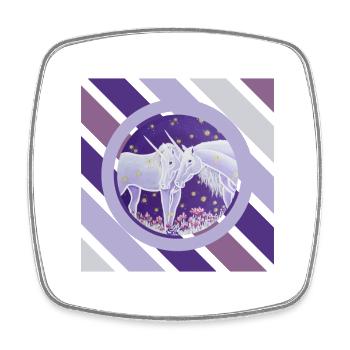 Unicorn couple firefly night - Sonja Ariel - Square fridge magnet - white - Front