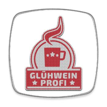 Glühwein Profi - Gestrickt / Gehäkelt - Ugly Xmas - Viereckiger Kühlschrankmagnet - Weiß - Vorne