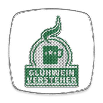 Glühwein Versteher - Gehäkelt - Ugly XMas - Viereckiger Kühlschrankmagnet - Weiß - Vorne