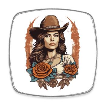 Western Girl - Viereckiger Kühlschrankmagnet - Weiß - Vorne