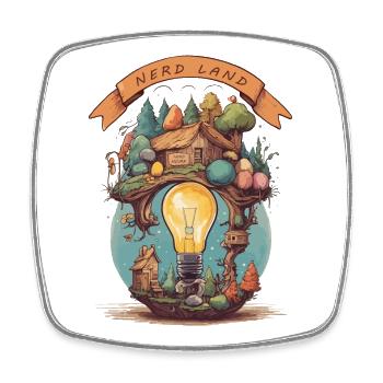 Nerd Land - Square fridge magnet - white - Front