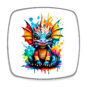 Dragon Colorful - Baby Dragon - Dragon Head - Square fridge magnet - white - Front