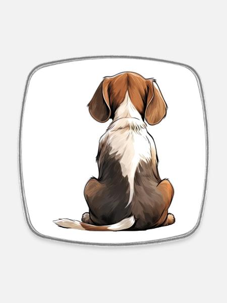 Beagle - Magnet carré - blanc
