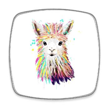 Llama Watercolor - Viereckiger Kühlschrankmagnet - Weiß - Vorne
