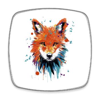 Fox Watercolor - Viereckiger Kühlschrankmagnet - Weiß - Vorne