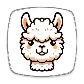 Alpaca Llama Head Comic Cartoon - Square fridge magnet - white - Front