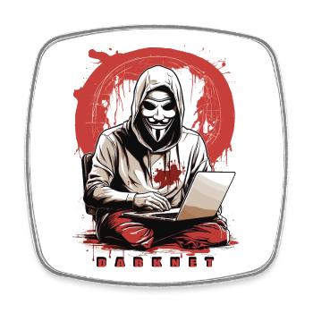 Anonymous Hacker - Viereckiger Kühlschrankmagnet - Weiß - Vorne